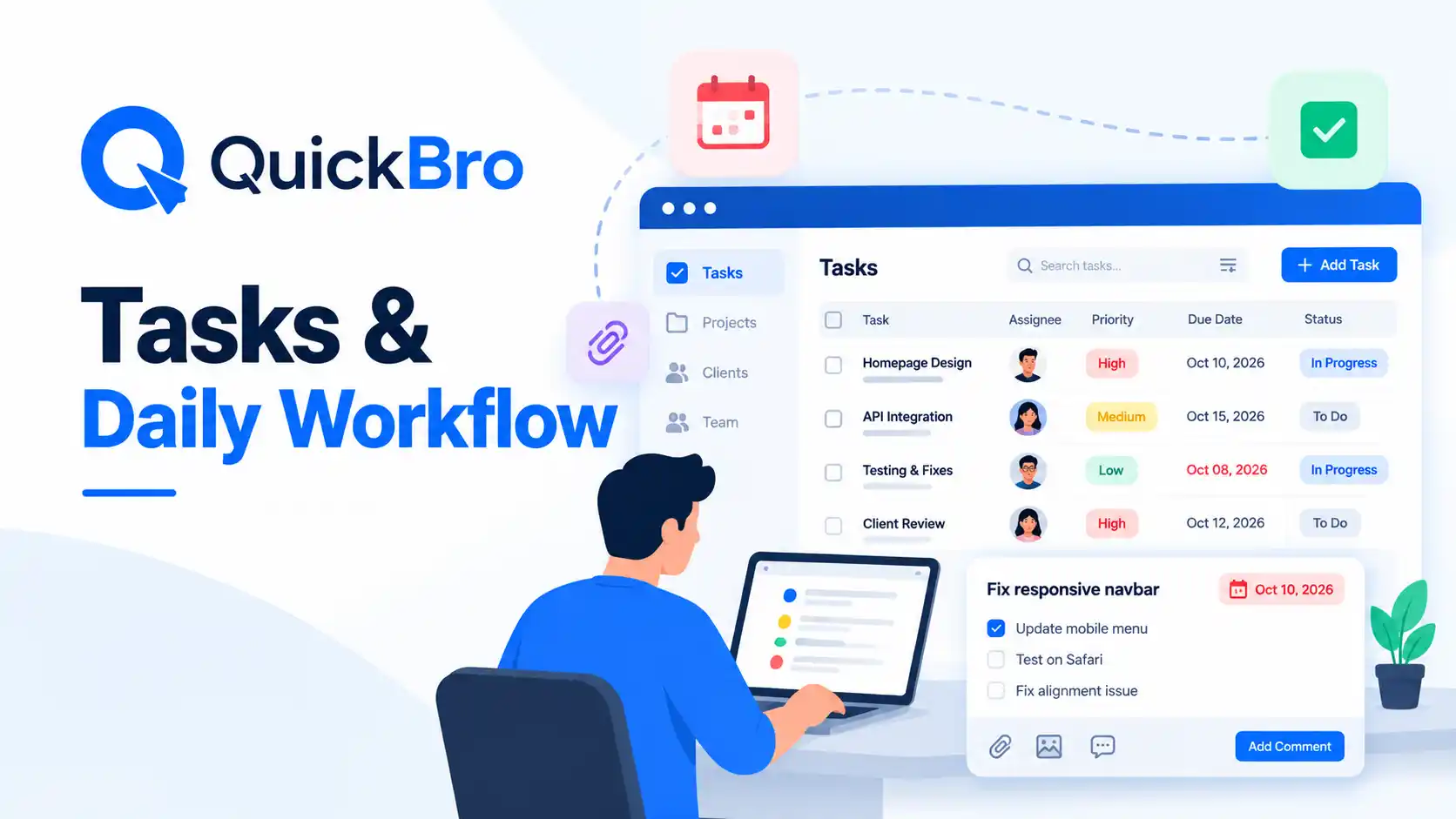 Tasks & Daily Workflow in QuickBro